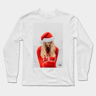 Beautiful Girl Portrait In Santa Claus Costume 3 Long Sleeve T-Shirt